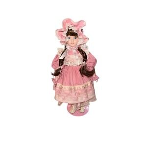 Princess‎ House Katrina Porcelain Collector Doll Pink Lace Dress w/ Stand